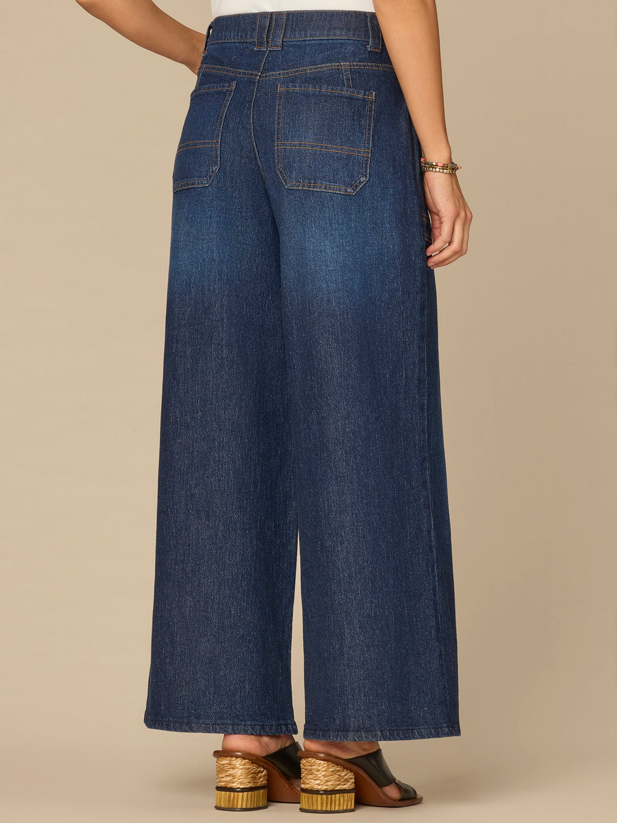 Democracy Clothing “Ab”solution® High Rise Wide Leg Jeans with Angled Utility Pockets - Indigo Denim