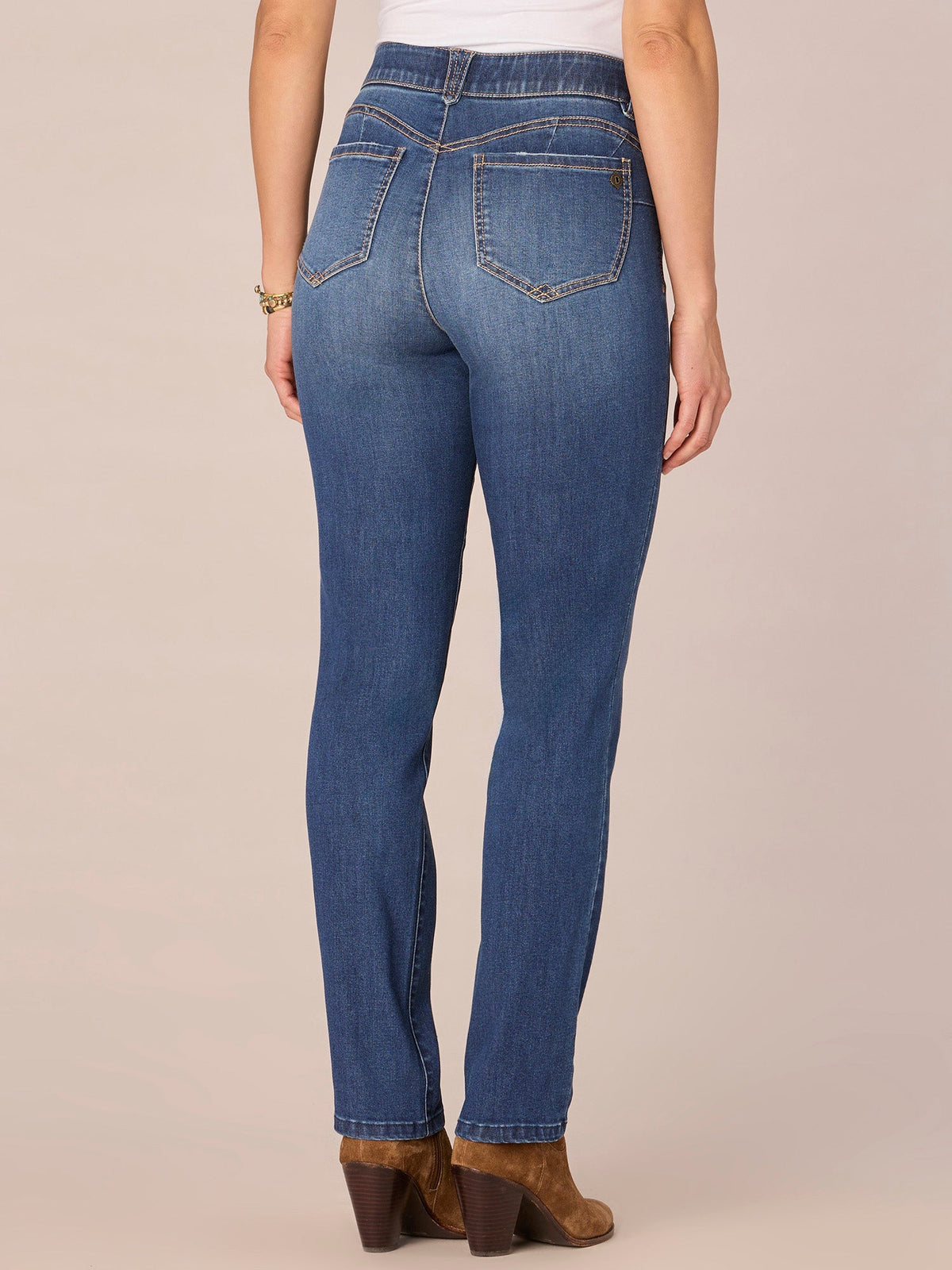 Democracy Clothing "Ab"solution Mid-Rise Straight Leg Jeans - Blue Vintage Denim