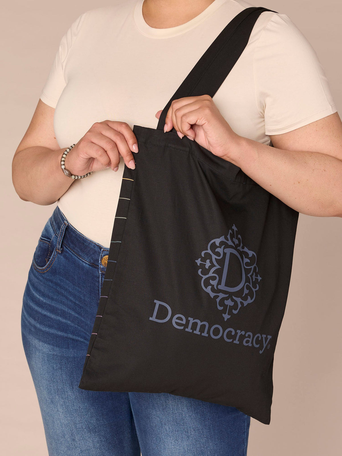 Democracy Clothing Democracy Script Drawstring Tote Bag - Black
