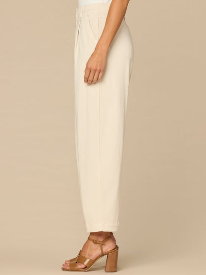 Democracy Clothing “Ab”solution® Skyrise Pleated Relaxed Barrel Leg Trousers with Piping - Blanched Almond|Black
