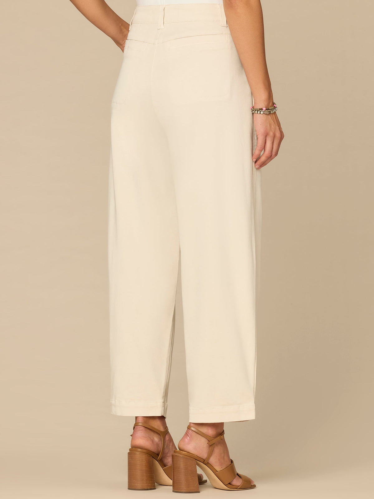Democracy Clothing “Ab”solution® Skyrise Pleated Relaxed Barrel Leg Trousers with Piping - Blanched Almond|Black