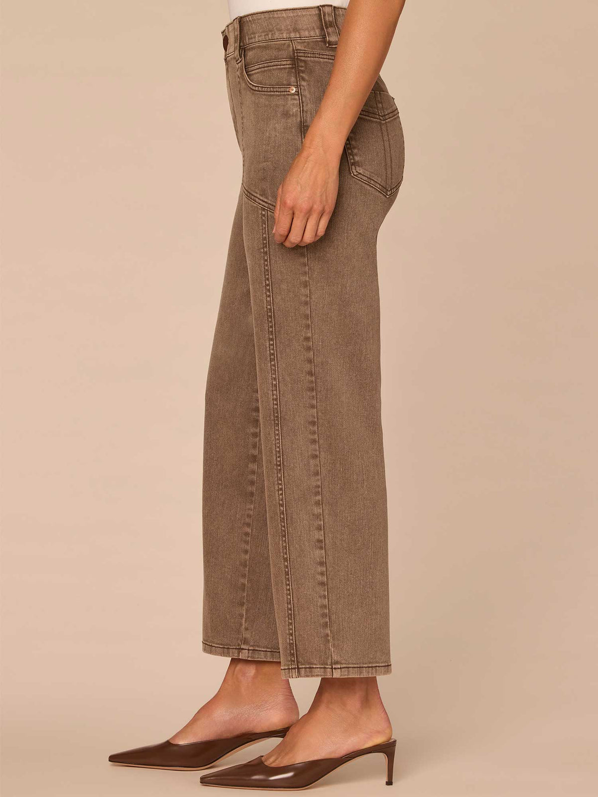 Democracy Clothing "Ab"solution® Skyrise Relaxed Straight Leg Jeans with Seaming Detail - Washed Dark Walnut|Washed Stone|Washed Marine Green