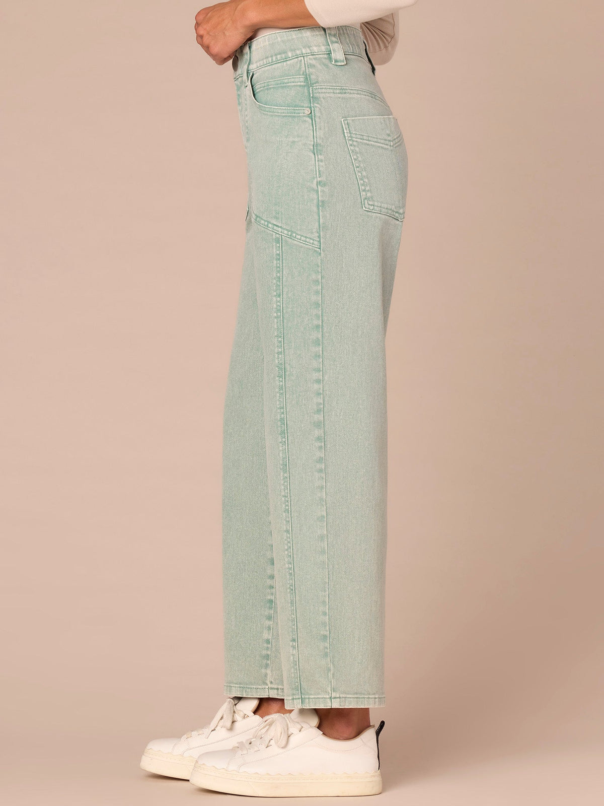 Democracy Clothing "Ab"solution® Skyrise Relaxed Straight Leg Jeans with Seaming Detail - Washed Dark Walnut|Washed Stone|Washed Marine Green