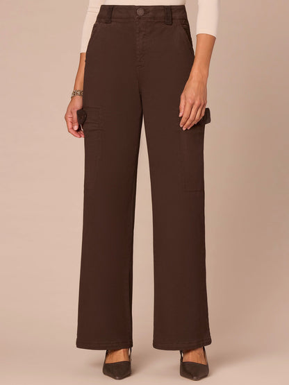 Democracy Clothing "Ab"solution® Skyrise Corduroy Contrast Mixed Media Wide Leg Jeans - Ultra Navy|Dark Roast