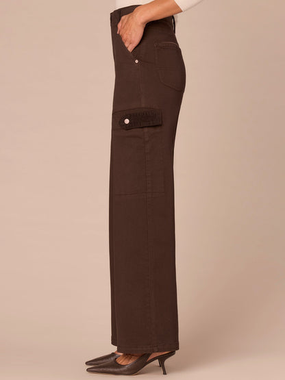 Democracy Clothing "Ab"solution® Skyrise Corduroy Contrast Mixed Media Wide Leg Jeans - Ultra Navy|Dark Roast