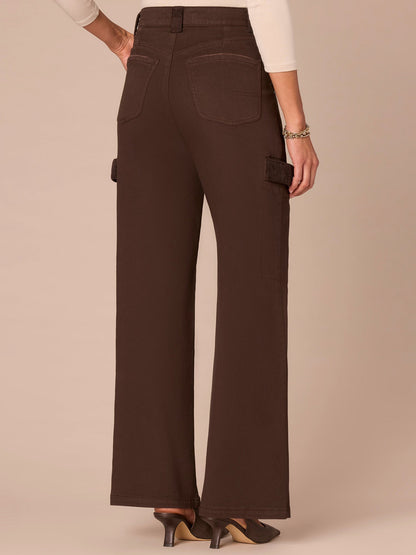 Democracy Clothing "Ab"solution® Skyrise Corduroy Contrast Mixed Media Wide Leg Jeans - Ultra Navy|Dark Roast
