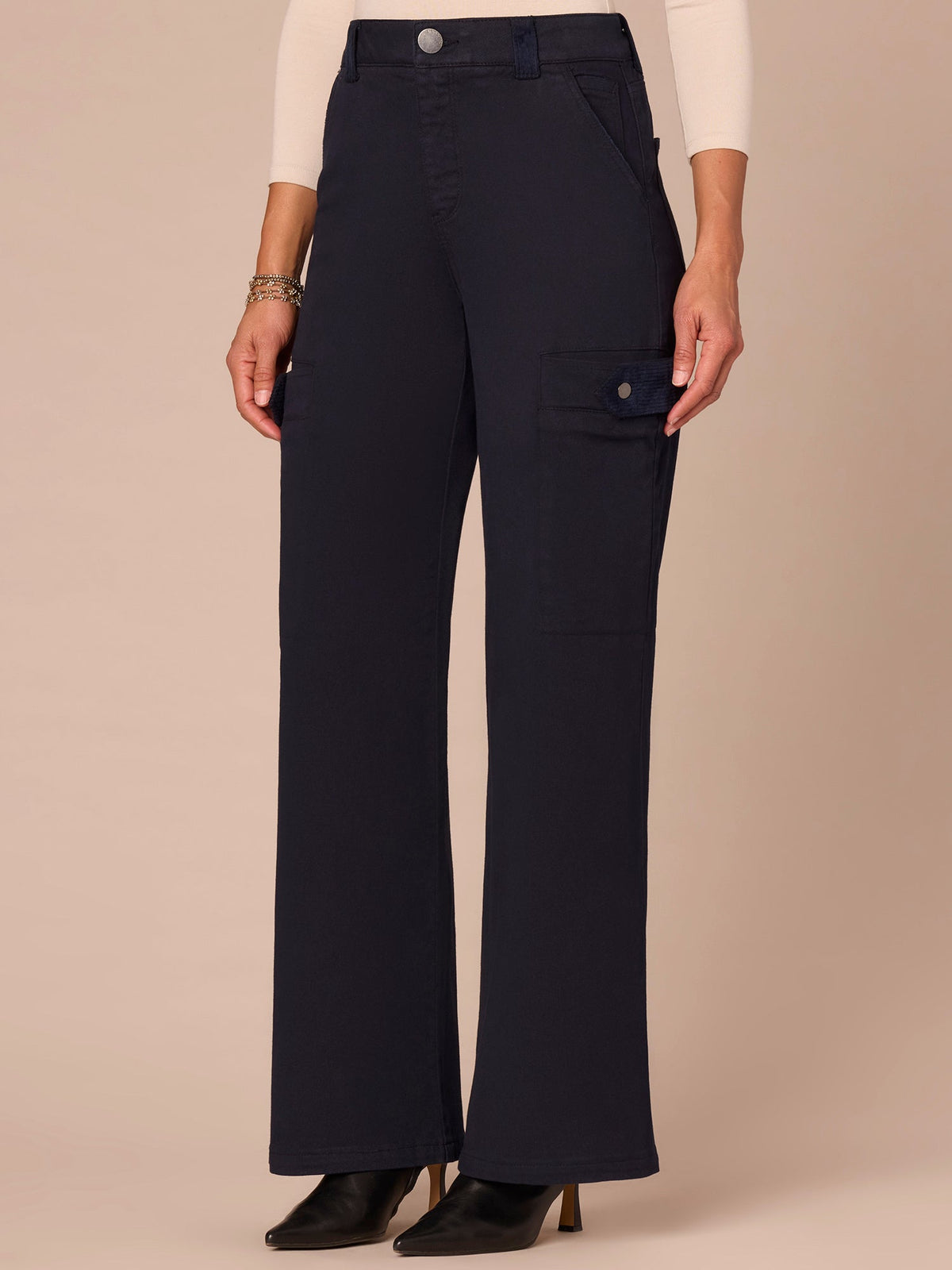 Democracy Clothing "Ab"solution® Skyrise Corduroy Contrast Petite Wide Leg Jeans - Ultra Navy