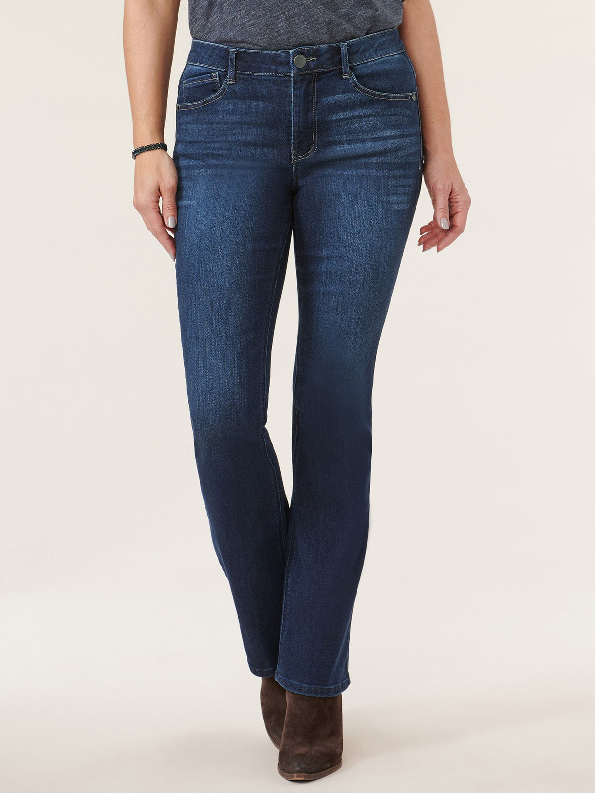 Democracy Clothing "Ab"solution High Rise Cascading "D" Itty Bitty Bootcut Tall Jeans - Indigo Denim