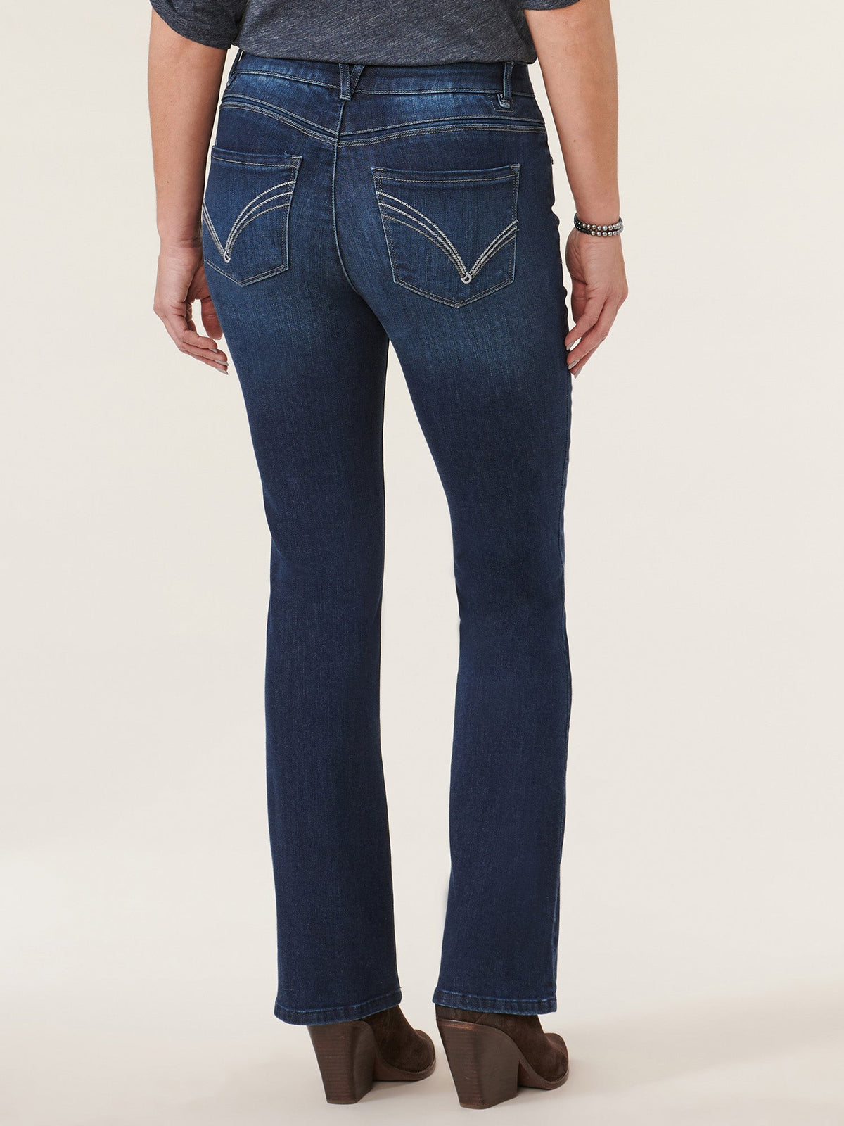 Democracy Clothing "Ab"solution High Rise Cascading "D" Itty Bitty Bootcut Tall Jeans - Indigo Denim