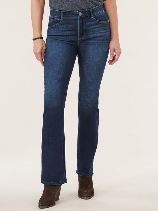 Democracy Clothing "Ab"solution® High Rise Embroidered Indigo Itty Bitty Boot Jean - Indigo Denim