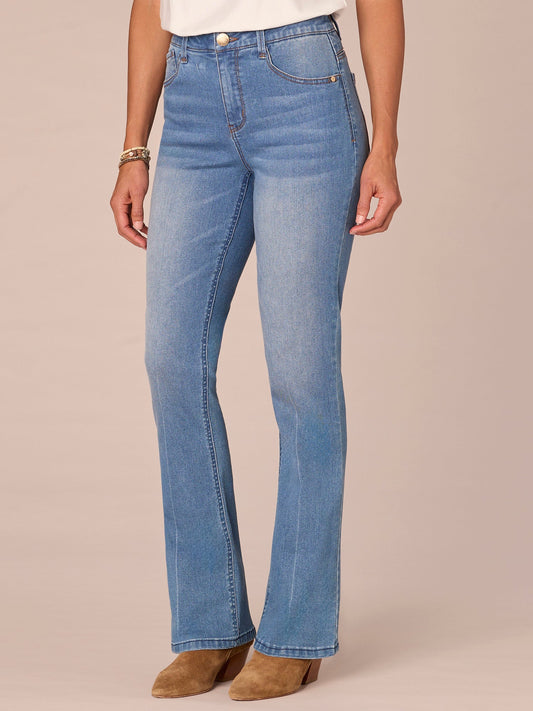 Democracy Clothing "Ab"solution® High Rise Cascading D Pocket Itty Bitty Boot Tall Jeans - Mid Blue Denim