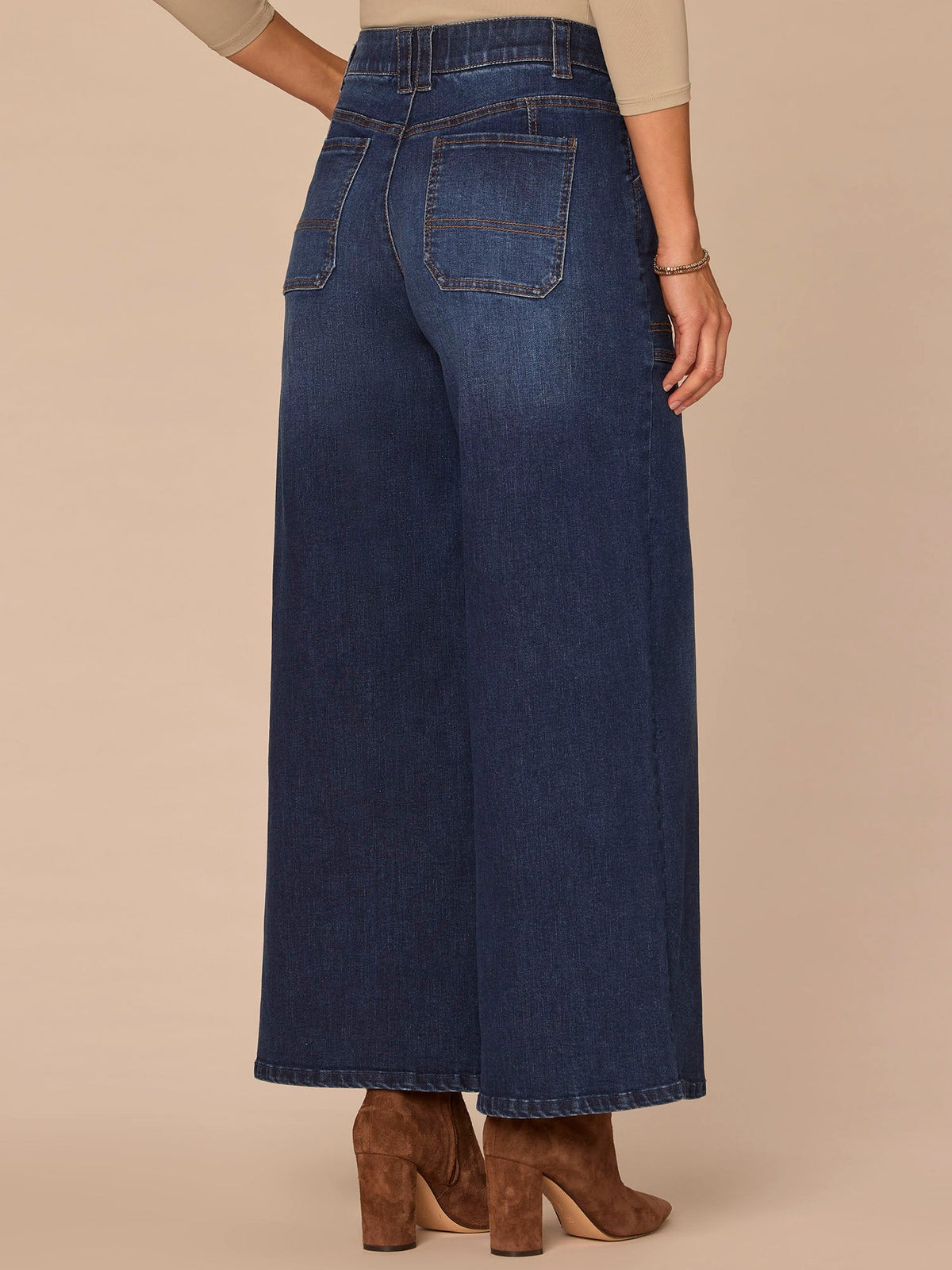 Democracy Clothing "Ab"solution® High Rise Wide Leg Jeans with Utility Pockets - Blue Denim