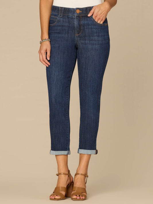Democracy Clothing “Ab”solution® Mid-Rise Indigo Roll Cuff Petite Ankle Skimmer Jeans - Indigo Denim