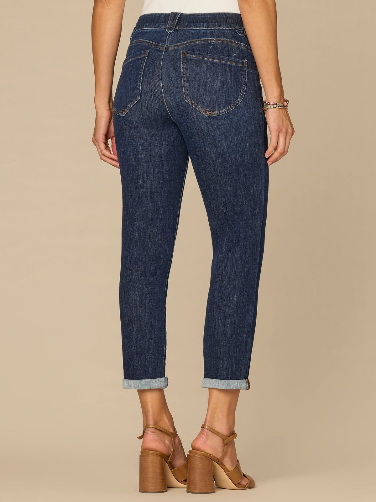 Democracy Clothing “Ab”solution® Mid-Rise Indigo Ankle Skimmer Jeans with Roll Cuff Hem - Indigo Denim