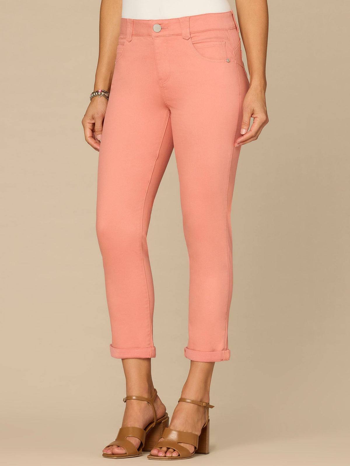 Democracy Clothing "Ab"solution® Colored Ankle Skimmer Pants - Dark Seagrass|Frosty Lemon|Portobello|Dusty Papaya|Flax Taupe|Laurel Oak|Peanut Butter