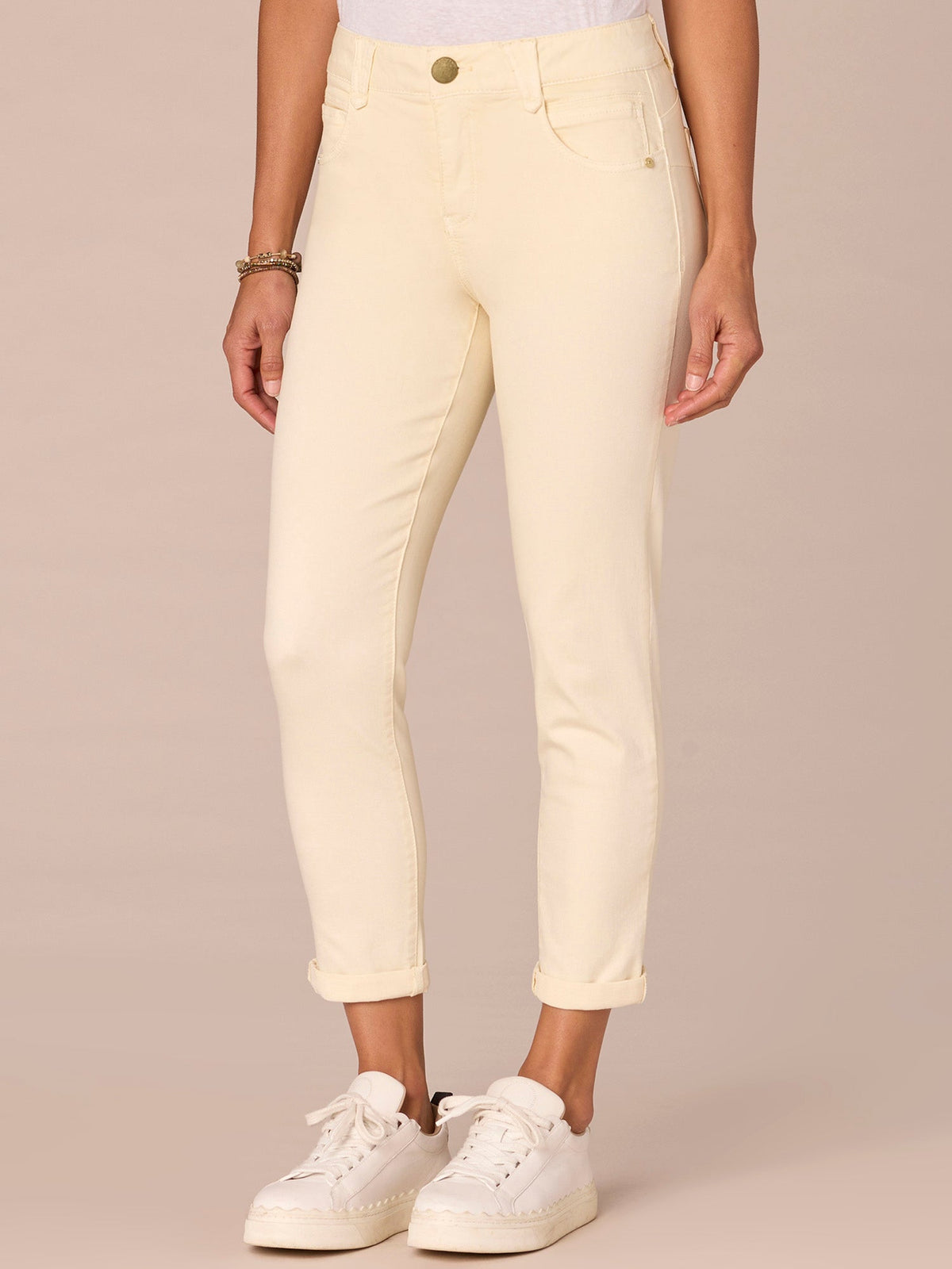 Democracy Clothing "Ab"solution® Colored Ankle Skimmer Pants - Dark Seagrass|Frosty Lemon|Portobello|Dusty Papaya|Flax Taupe|Laurel Oak|Peanut Butter