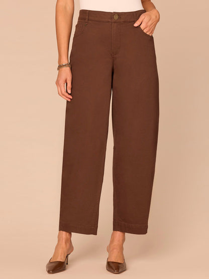 Democracy Clothing "Ab"solution® Skyrise Uneven Yoke Relaxed Barrel Leg Pants - Cold Brew