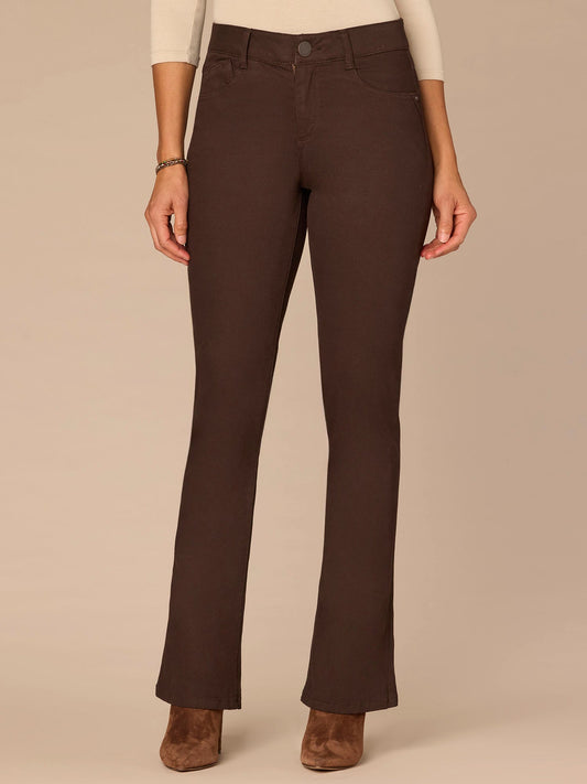 Democracy Clothing "Ab"solution Mid-Rise Colored Itty Bitty Boot Petite Pants - Brown|Forest Moss|Oxblood