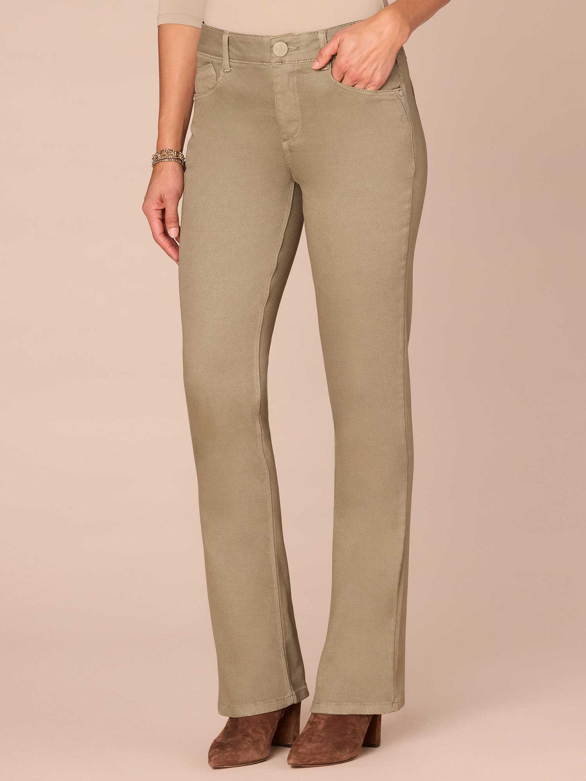 Democracy Clothing "Ab"solution® Mid-Rise Itty Bitty Bootcut Pants - Laurel Oak|Cold Brew