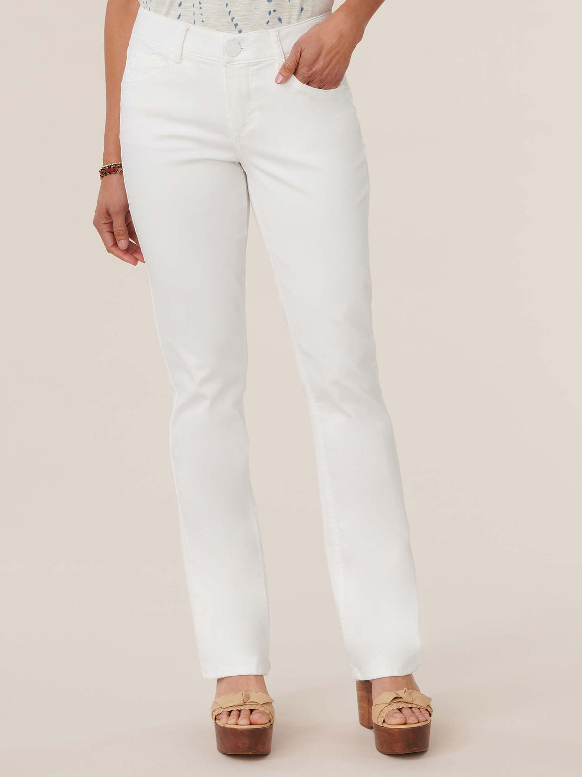 Democracy Clothing "Ab"solution® White Denim Petite Itty Bitty Boot Jeans - Optic White Denim
