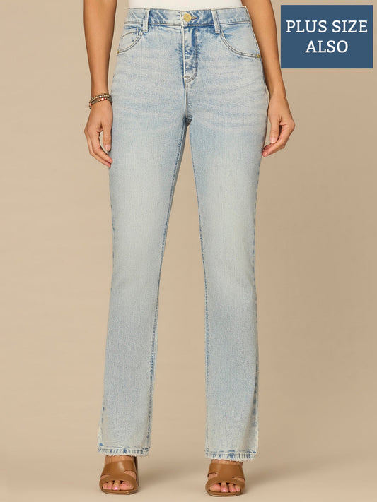 Democracy Clothing “Ab”solution® High Rise Double Yoke Plus Size Itty Bitty Boot Jeans - Light Blue Artisanal Denim