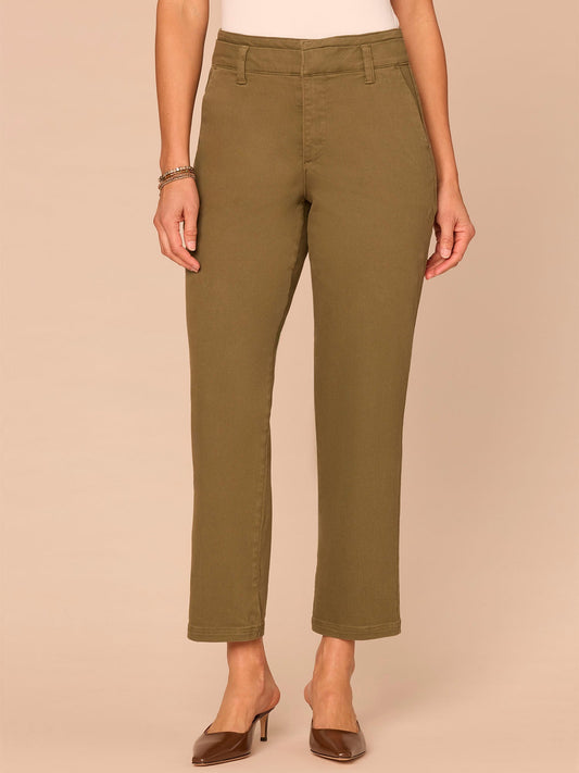 Democracy Clothing "Ab"solution® Skyrise Double Waistband Ankle Straight Petite Trousers - Forest Moss