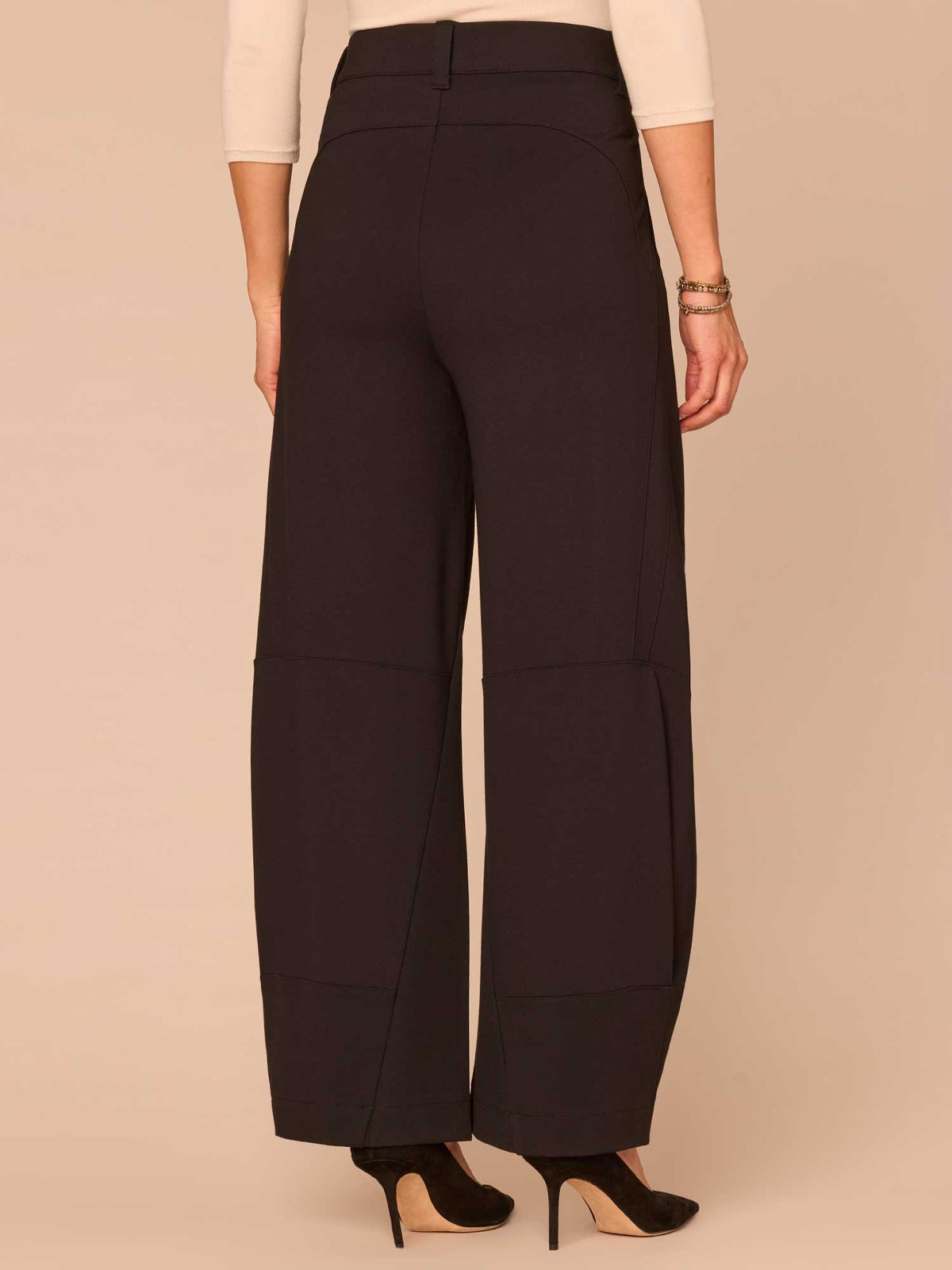 Democracy Clothing Ultra Skyrise Round Up Barrel Leg Ponte Knit Pants with Waist Charm - Black