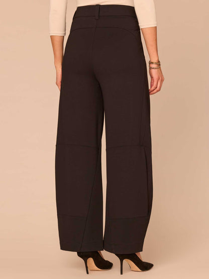Democracy Clothing Ultra Skyrise Round Up Barrel Leg Ponte Knit Pants with Waist Charm - Black