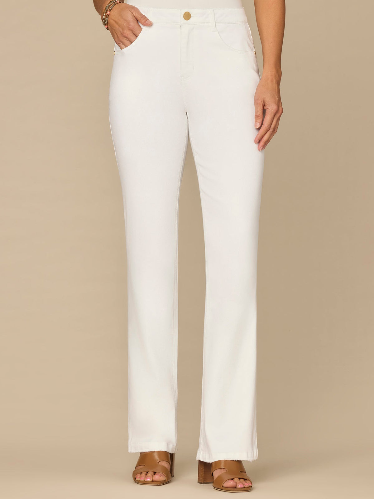 Democracy Clothing “Ab”solution® High Rise Embroidered Bow Pocket Itty Bitty Boot Jeans - Optic White Denim