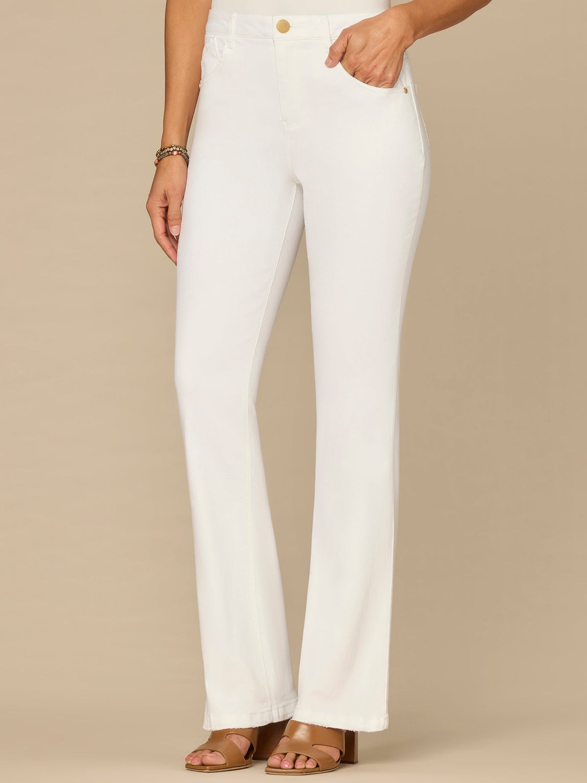 Democracy Clothing “Ab”solution® High Rise Embroidered Bow Pocket Itty Bitty Boot Jeans - Optic White Denim