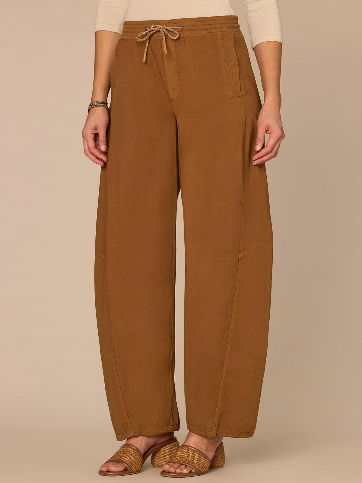 Democracy Clothing "Ab"leisure Skyrise Cinched Waist Toggle Hem Jogger Pants - Pecan