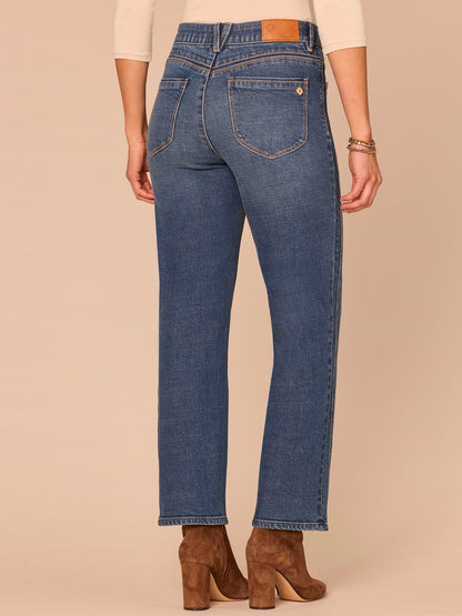Democracy Clothing "Ab"solution® High Rise Double Side Seam Spliced Straight Jeans - Blue Denim