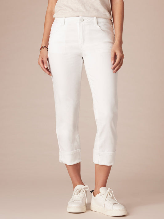 Democracy Clothing Mid-Rise Flex-Ellent Girlfriend Jean with Cropped Hem - Optic White Denim