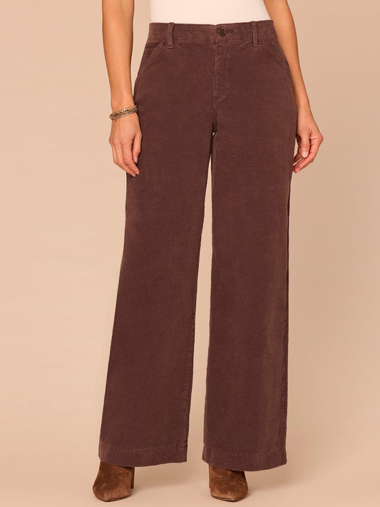 Democracy Clothing "Ab"solution® Skyrise Slash Pocket Wide Leg Corduroy Pants - Washed Cold Brew