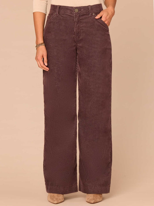 Democracy Clothing "Ab"solution® Skyrise Slash Pocket Wide Leg Corduroy Pants - Washed Oxblood