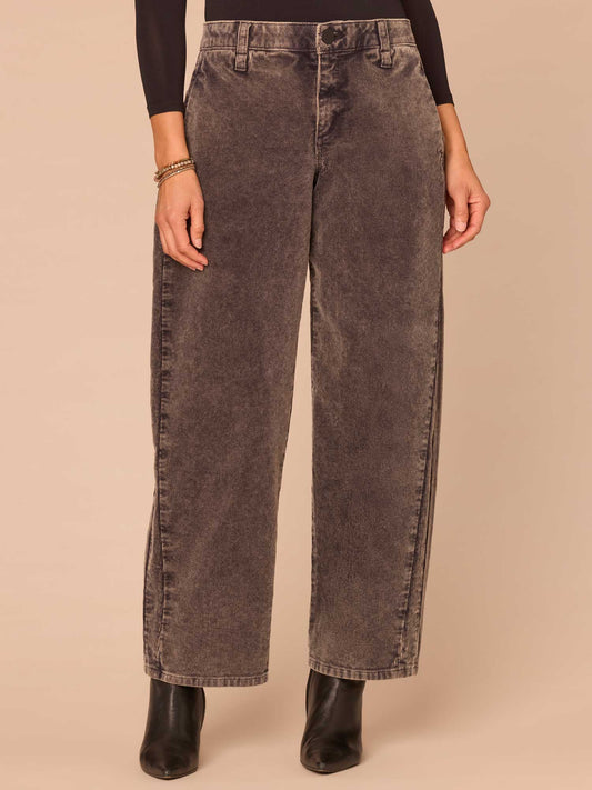 Democracy Clothing "Ab"solution® High Rise Side Entry Pocket Barrel Leg Corduroy Pants - Washed Grey