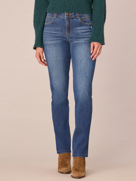Democracy Clothing "Ab"solution Mid-Rise Straight Leg Jeans - Blue Vintage Denim