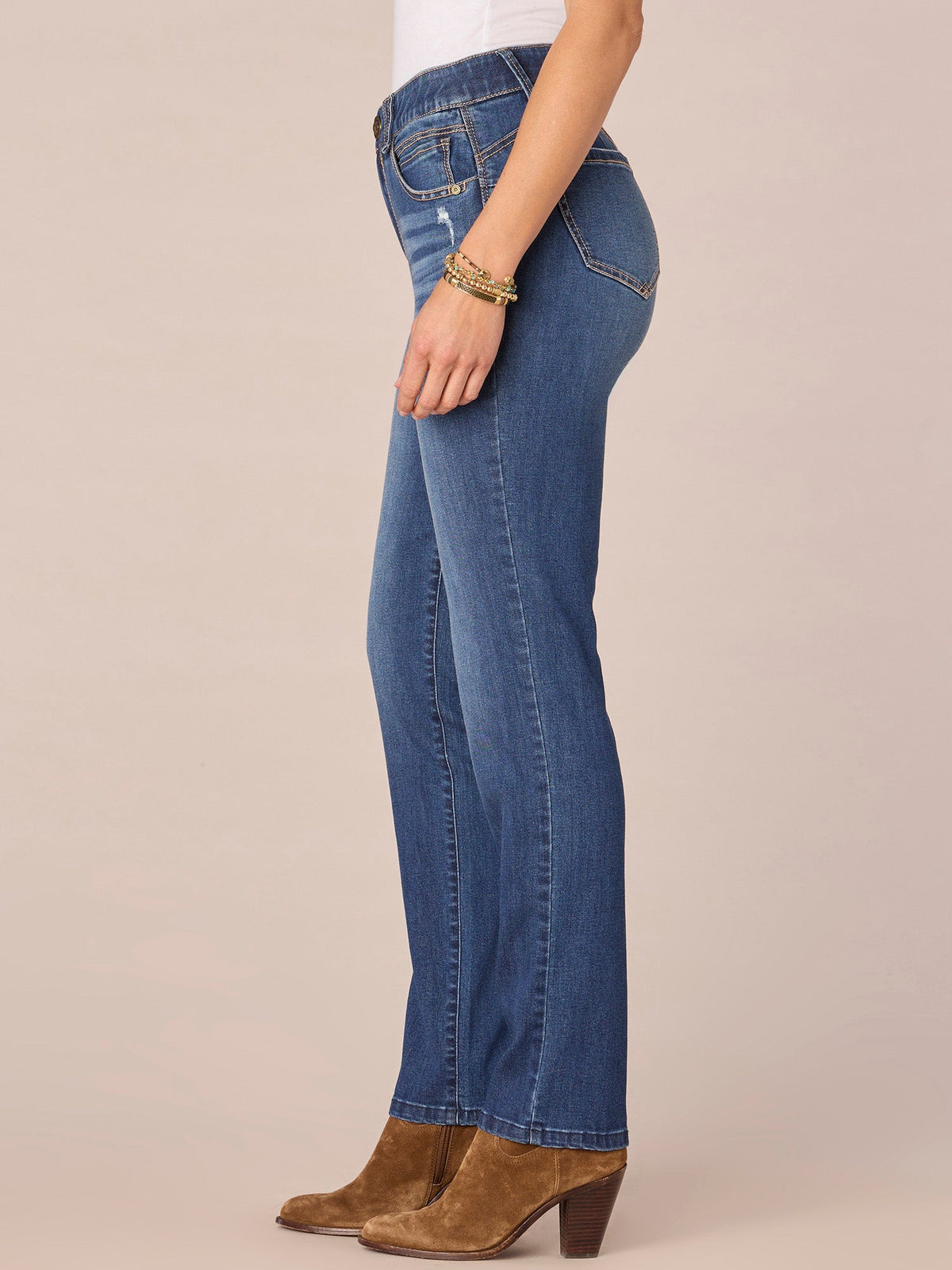 Democracy Clothing "Ab"solution Mid-Rise Straight Leg Jeans - Blue Vintage Denim