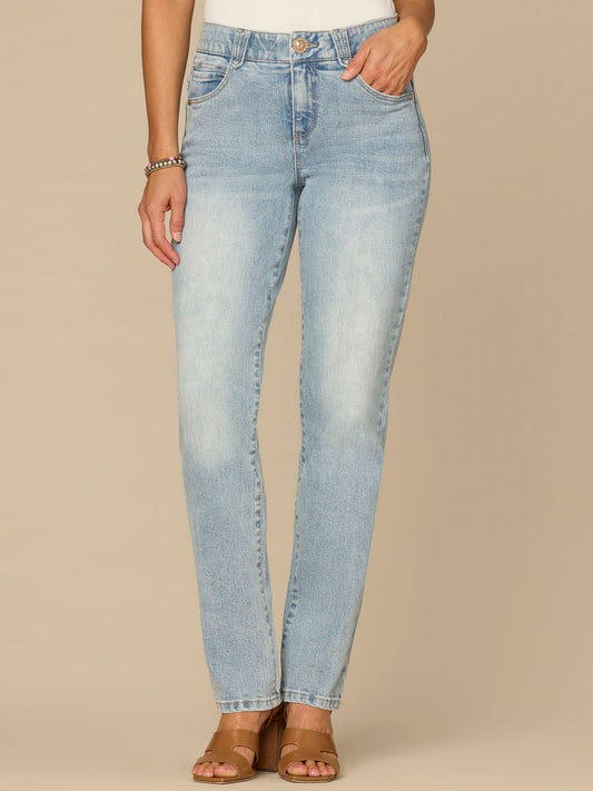 Democracy Clothing “Ab”solution® Mid-Rise Light Blue Booty Lift Straight Leg Jeans - Light Blue Artisanal Denim