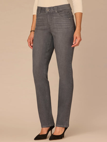 Democracy Clothing "Ab"solution® Mid-Rise Booty Lift Straight Leg Jeans in Grey - Grey Denim