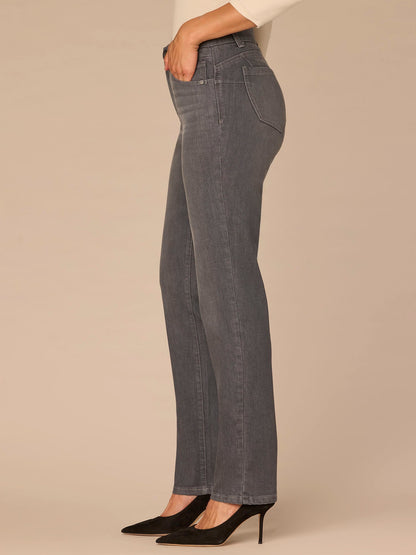Democracy Clothing "Ab"solution® Mid-Rise Booty Lift Straight Leg Jeans in Grey - Grey Denim
