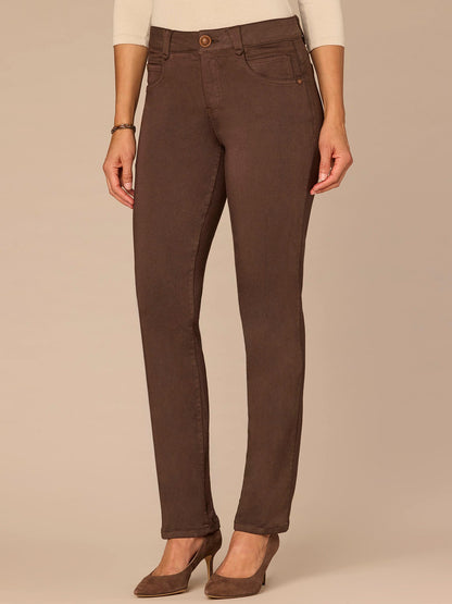 Democracy Clothing "Ab"solution® Straight Leg Colored Jeans - Brown|Oxblood|Duffle Green|Pewter|Cold Brew|Dusty Spruce|Malbec