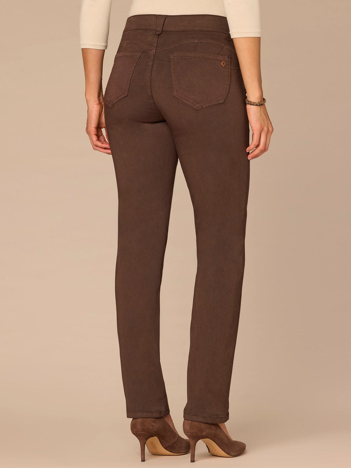 Democracy Clothing "Ab"solution® Straight Leg Petite Colored Jeans - Brown|Duffel Green|Oxblood|Pewter|Cold Brew|Golden Olive