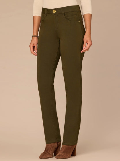 Democracy Clothing "Ab"solution® Straight Leg Colored Jeans - Brown|Oxblood|Duffle Green|Pewter|Cold Brew|Dusty Spruce|Malbec