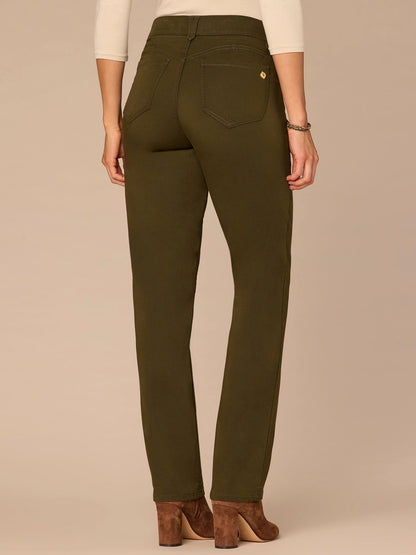 Democracy Clothing "Ab"solution® Straight Leg Petite Colored Jeans - Brown|Duffel Green|Oxblood|Pewter|Cold Brew|Golden Olive