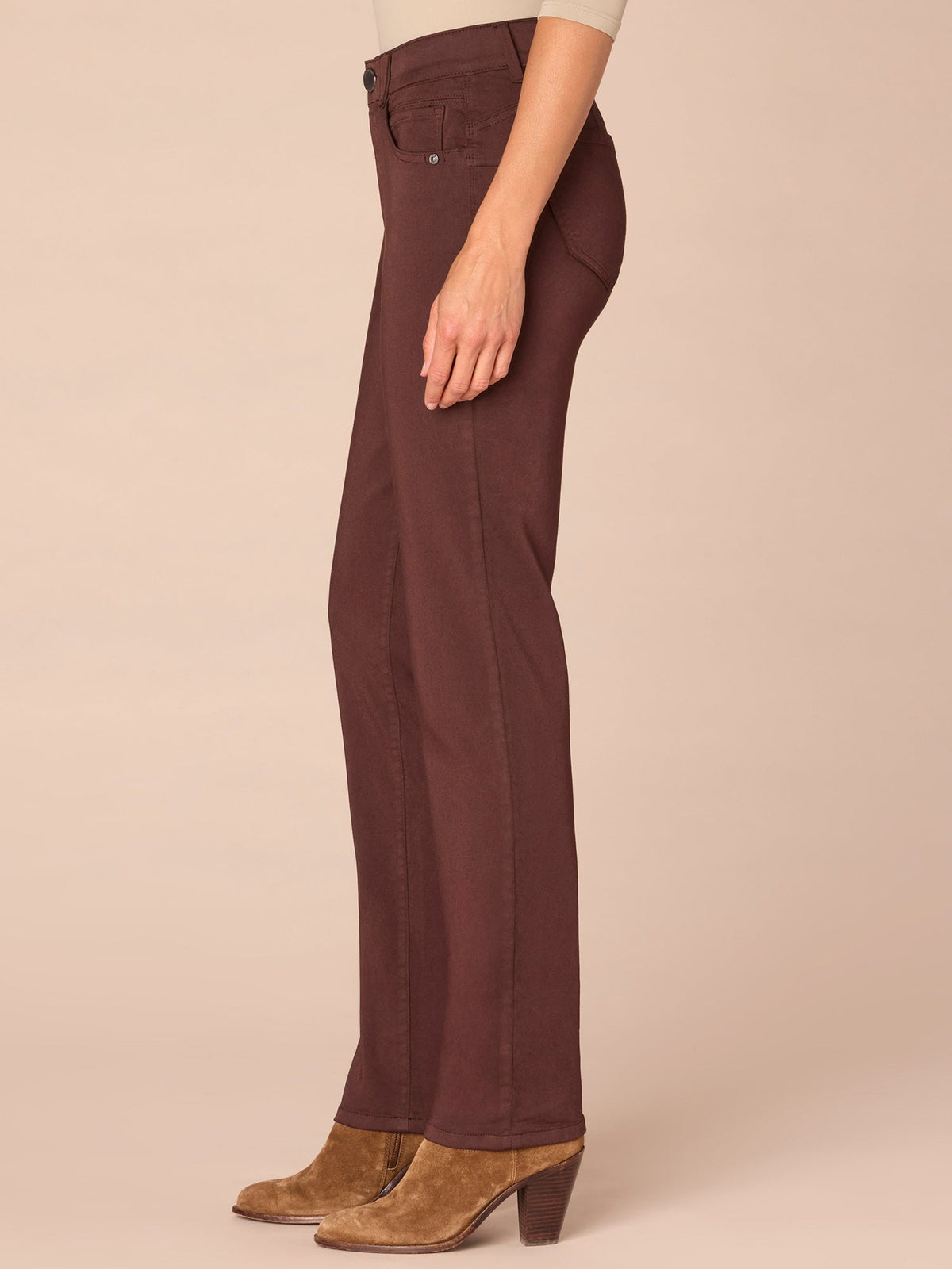 Democracy Clothing "Ab"solution® Straight Leg Petite Colored Jeans - Brown|Duffel Green|Oxblood|Pewter|Cold Brew|Golden Olive