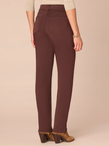 Democracy Clothing "Ab"solution® Straight Leg Petite Colored Jeans - Brown|Duffel Green|Oxblood|Pewter|Cold Brew|Golden Olive