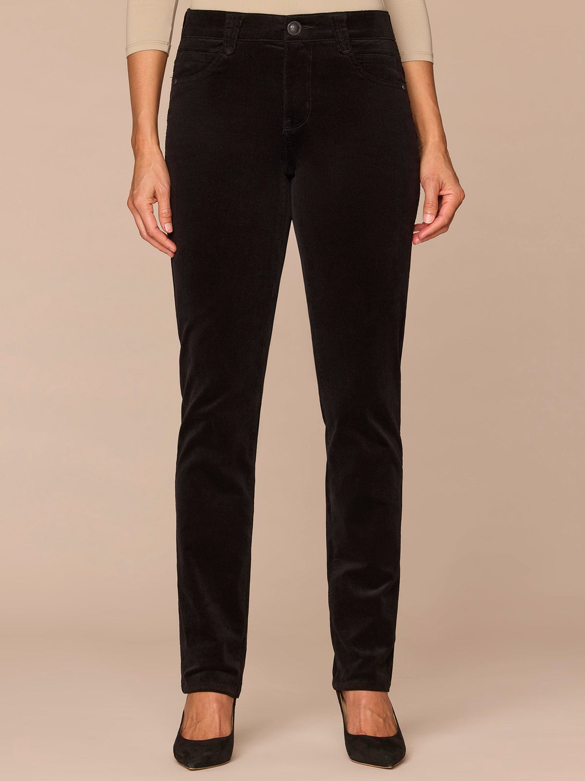 Democracy Clothing "Ab"solution® Mid-Rise Corduroy Straight Leg Pants - Black|Candied Walnut|Espresso|Blue Pine|Dark Roast|Fig Jam|Roasted Pecan|Raw Umber|Blanched Almond|Deep Pine