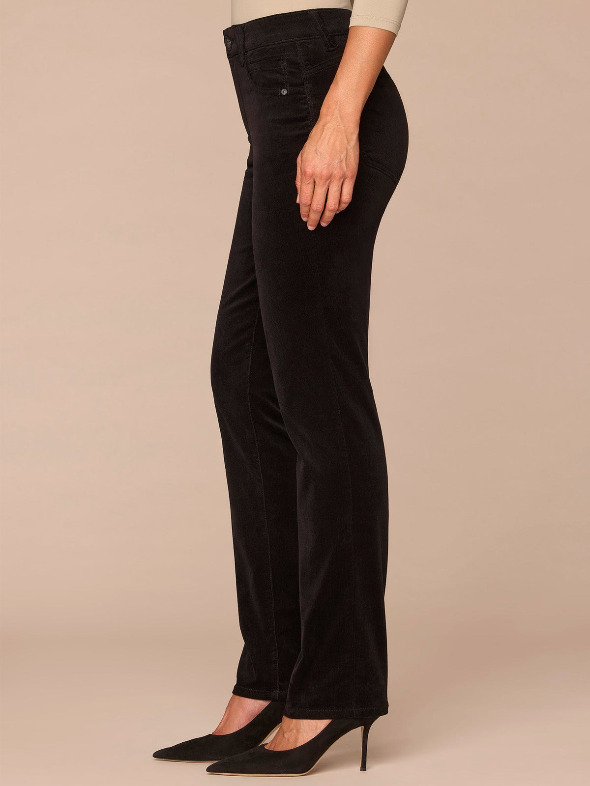 Democracy Clothing "Ab"solution® Mid-Rise Corduroy Plus Size Straight Leg Pants - Black|Fig Jam|Blue Pine|Dark Roast|Candied Walnut|Espresso|Royal Rum|Raw Umber|Deep Pine|Blanched Almond