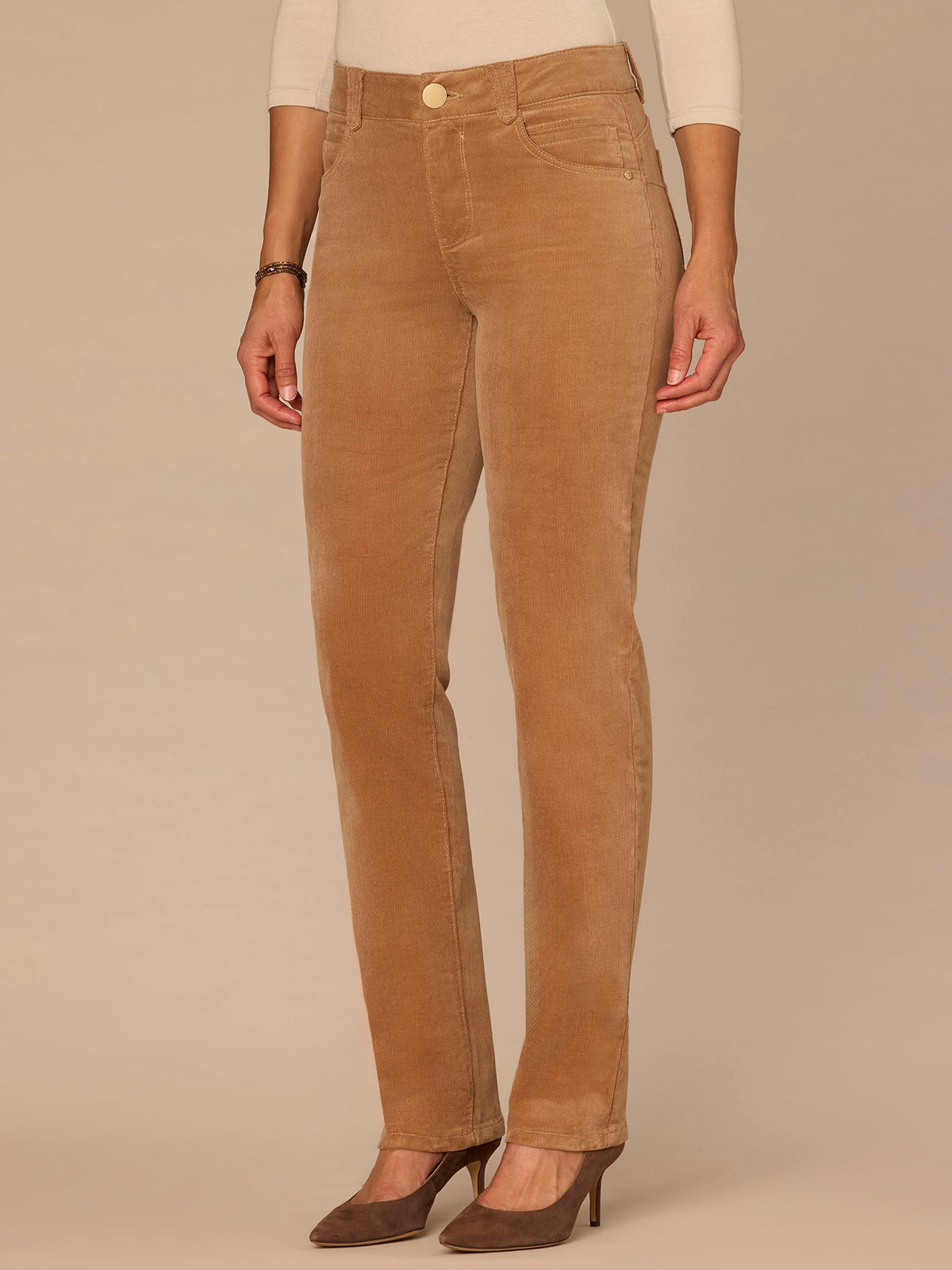 Democracy Clothing "Ab"solution® Mid-Rise Corduroy Straight Leg Pants - Black|Candied Walnut|Espresso|Blue Pine|Dark Roast|Fig Jam|Roasted Pecan|Raw Umber|Blanched Almond|Deep Pine